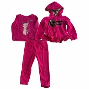 Girls Hot Pink Minnie Mouse Toddler Outfit Set Size 3T